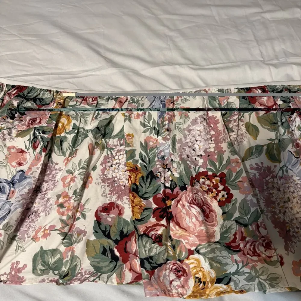 Vtg Ralph Lauren Allison FULL Bed Skirt Dust Ruffle Floral Roses French Country